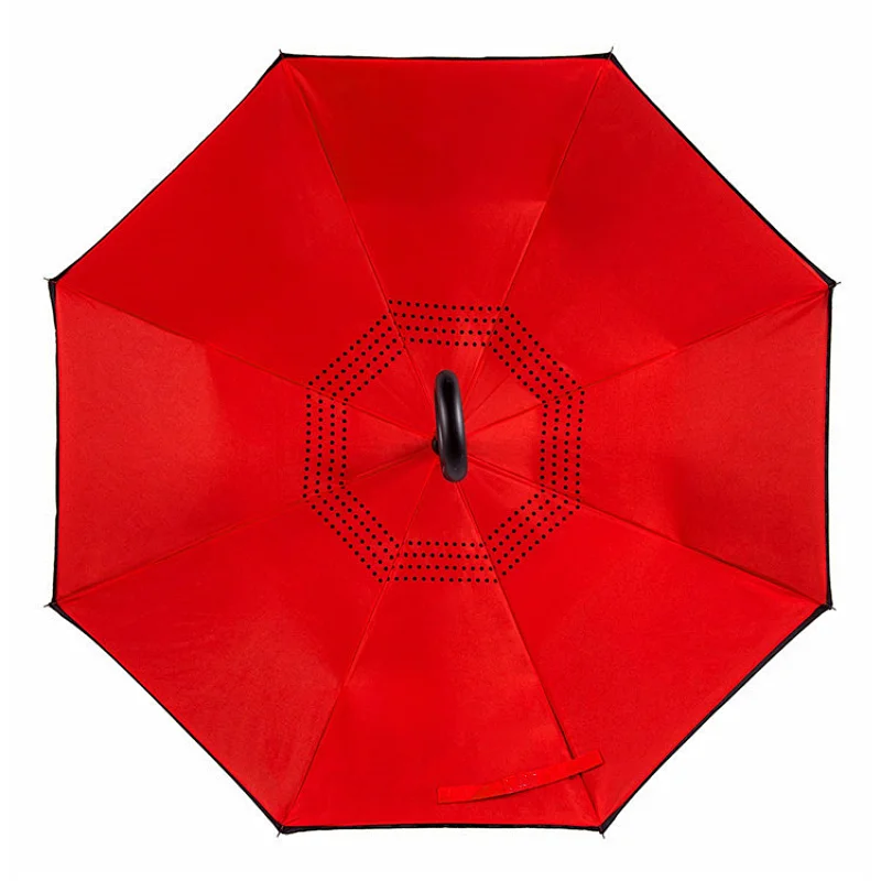Fasion unique red color C rubber handle japanese kazbrella umbrellas inverted