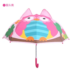 Zhejiang factory Promotional Rain Ear Animal Shapes 3D Kids Umbrella for wholesale