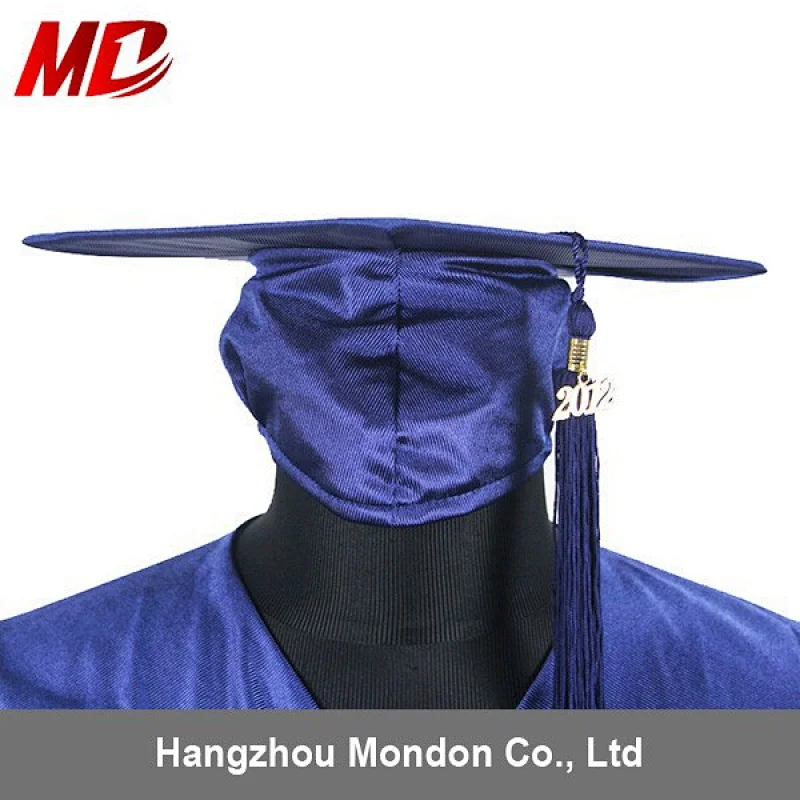 High School Graduation Cap and Gown Shiny Navy Blue