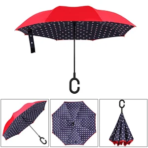 23inch Double Layer Inverted Umbrellas Reverse Folding Umbrella Windproof UV Protection Big Straight Umbrella