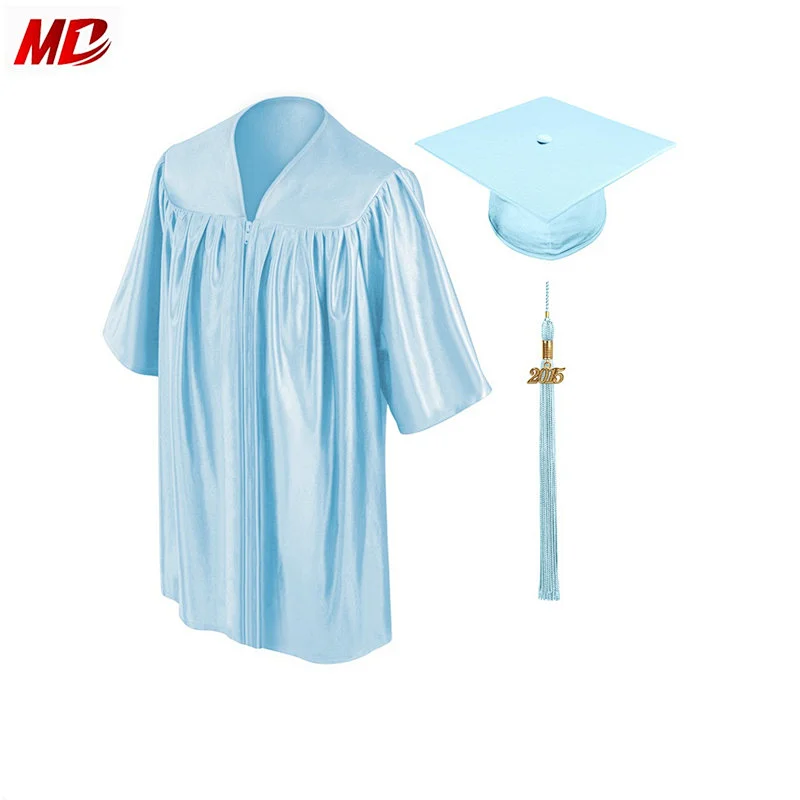 Shiny Sky Blue Children Gown and Cap Graduation