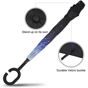 High quality shaoxing factory self stand double layer reverse umbrella