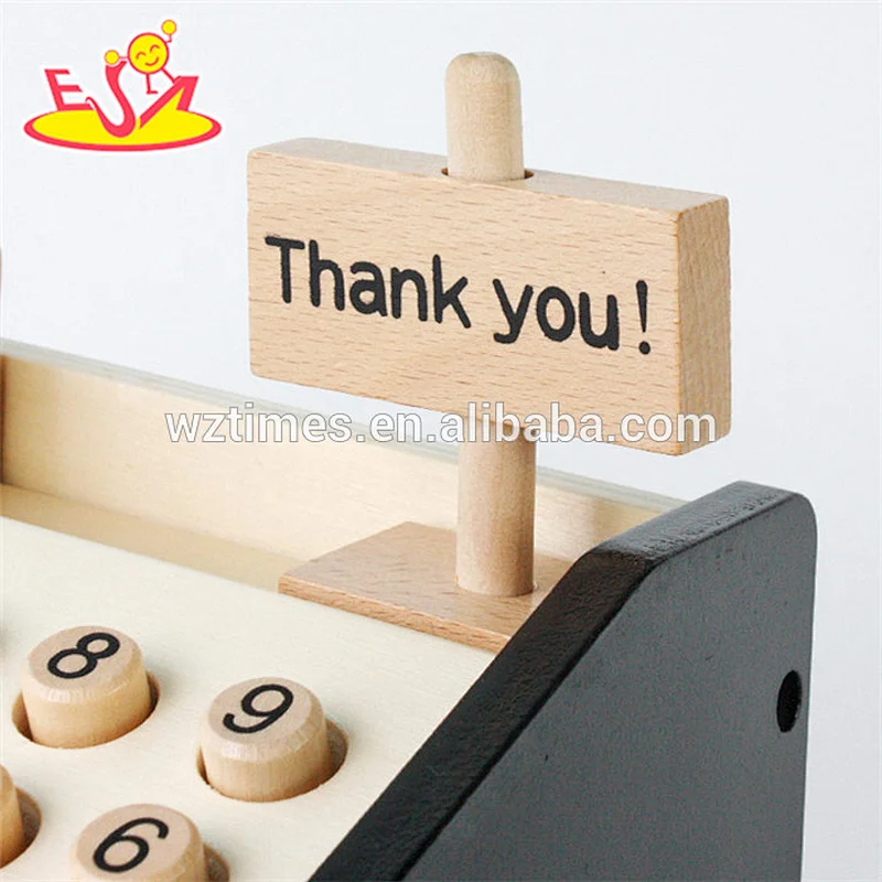 Wholesale top quality wooden role play cash register toy for toddlers early learning W10A066