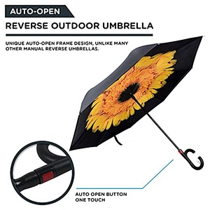 Paraguas a prueba de viento invertido del paraguas abierto auto invertido para hombres y mujeres