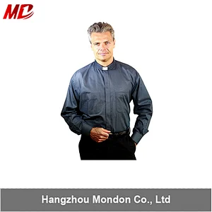 Best selling Multicolored Tab-Collar Long Sleeves Clergy Shirt For Men