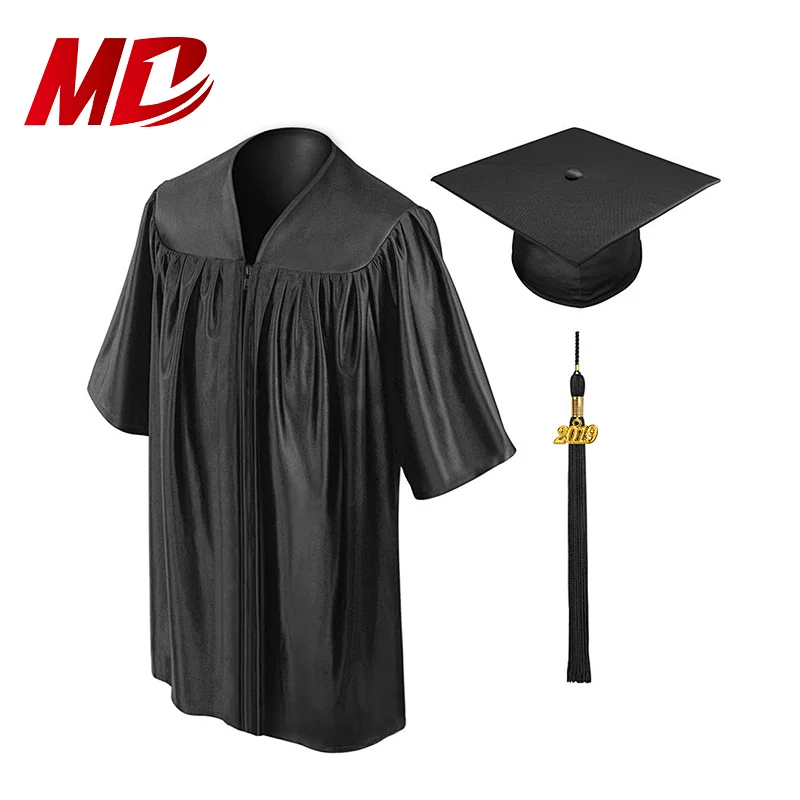 Black Shiny Kindergarten Children Graduation Cap and Gown