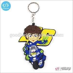 New design custom 3d cartoon plastic rubber key ring pvc keychain