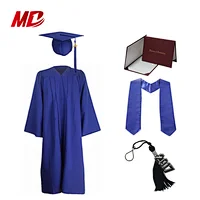 Hotsale Decorated Navy Blue Matte Children Graduation Sets Cap Gown and Stole and Diploma Cover and Key Chain
