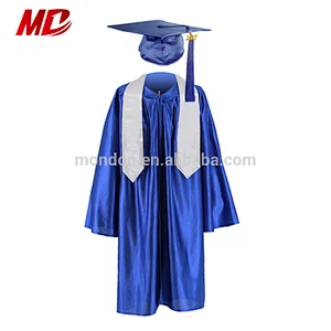 Shiny Royal blue Children Graduation Robe And Cap Tassel With Silver Stole