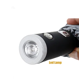 Fashion Safety Automatic open close reflective 3 fold umbrella with led light