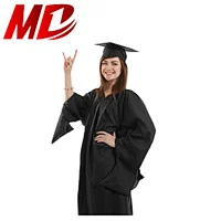 Classic British University master degree black Graduation cap gown set