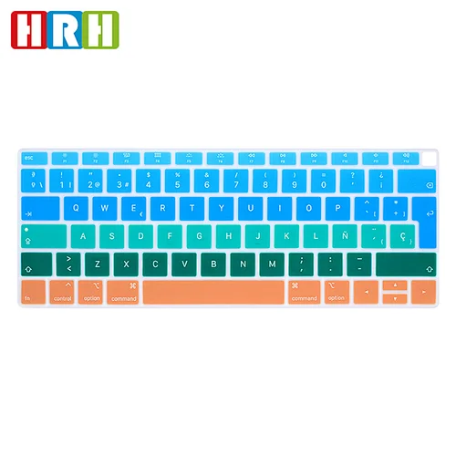 spanish  keyboard cover Rainbow Silicone Keyboard Skin Cover For Macbook Air 13