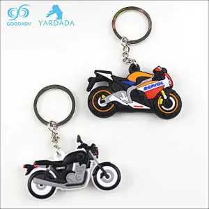 Wholesale Custom 3D motorcycle Logo Key Tag Soft PVC Rubber Keychain for Promotion Gift