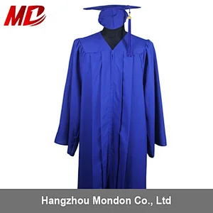 Wholesale university graduation gown caps with tassel shiny royal blue