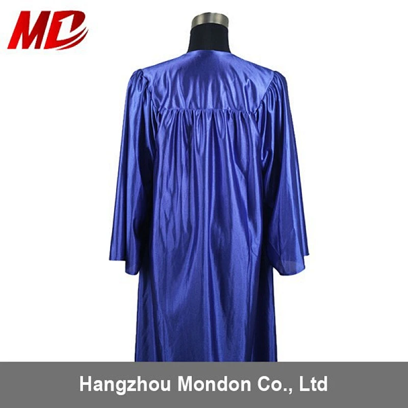 High School Graduation Cap and Gown Shiny Navy Blue