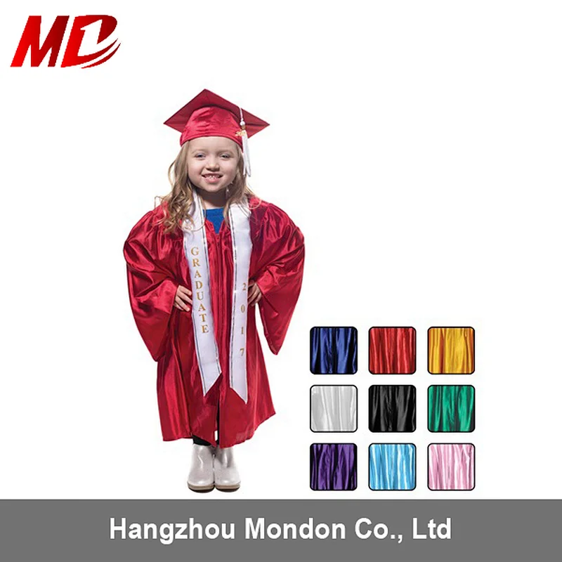 Hign quality shiny kindergarten graduation caps and gowns wholesale exporting to USA/EU