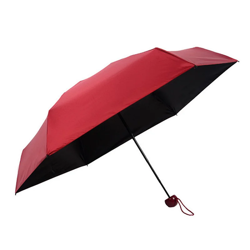 6 Panels Sun Mini 5 fold Black Vinyl Coated anti-uv umberella capsule umbrella with case