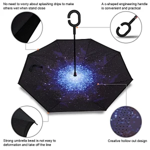 Double Layer inside printing star inverse umbrella