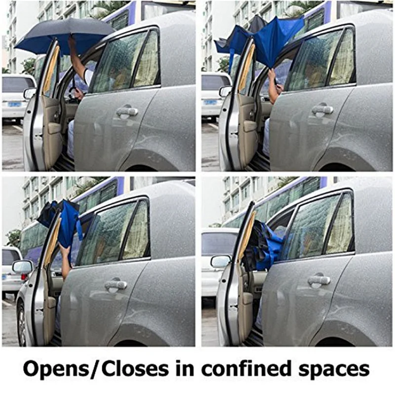 Double Layer Inverted Umbrella C Shape handle Reverse Folding Windproof UV Protection Big Straight Umbrella for Car Rain Outdoor
