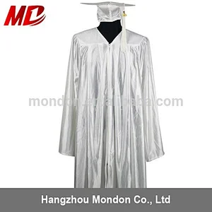 US University Gown White Economy Graduation Cap Gown and Tassel Wholesell