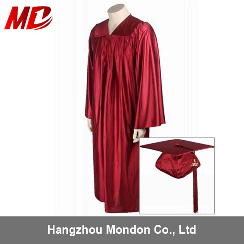 Adult Graduation gowns Caps for Ceremony-Shiny Maroon Fabric