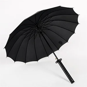 Japanese 8 / 16 / 24 Ribs Wind proof Black katana umbrella samurai sword umbrella