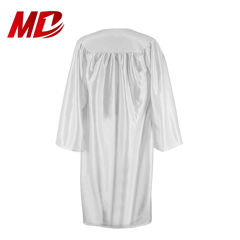 Factory Price Shiny White Kindergarten Graduation Cap Gown with Tassel