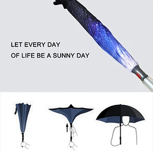 2018 New Design Products tela reflectante led linterna invertida paraguas recto