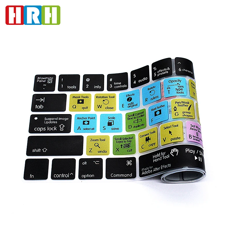 after effect keypad skins Shortcuts Silicone Keyboard Skin for macbook pro 15 touch bar a1707 display for macbook pro keypad