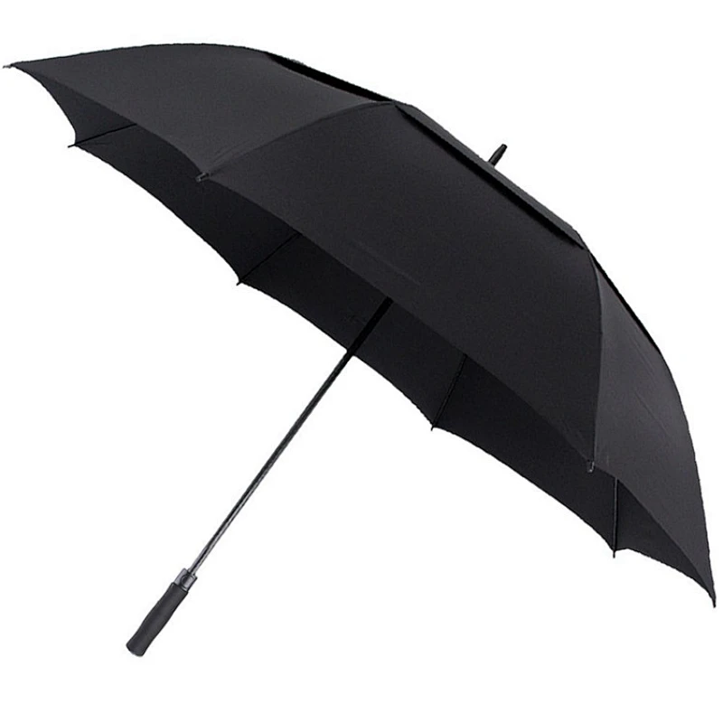 Automático Abierto Extra Grande Oversize Double Canopy Venteado A prueba de viento Paraguas impermeable para los regalos del día del padre