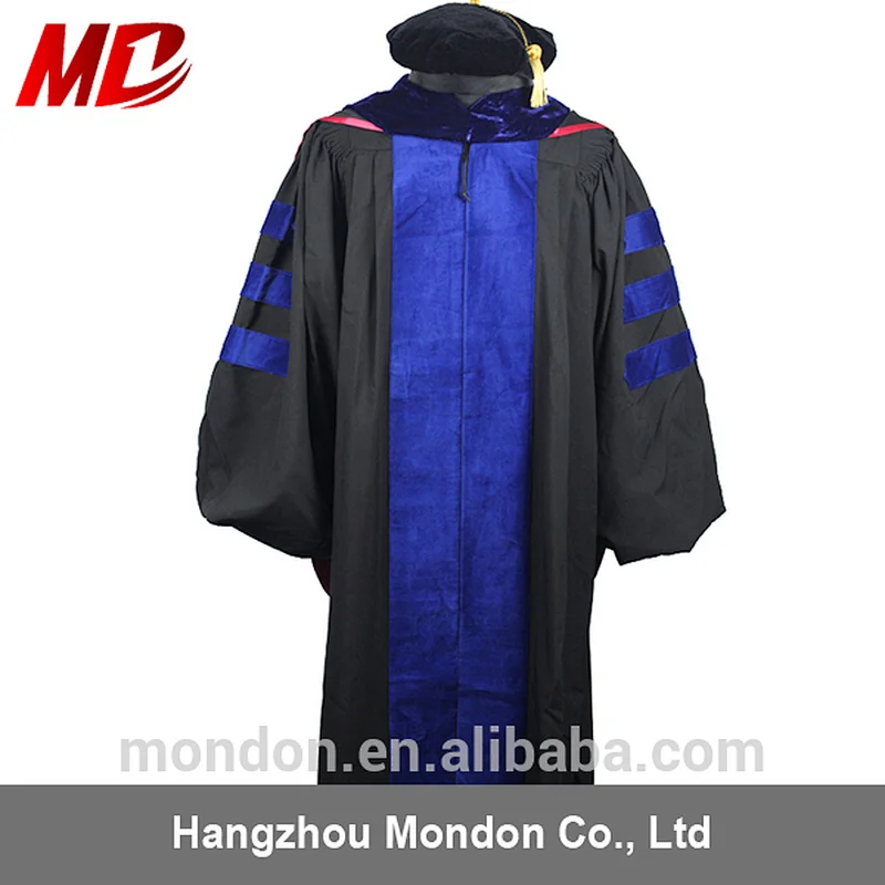 doctoral graduation gown package -- gown,hood,tudor bonnet