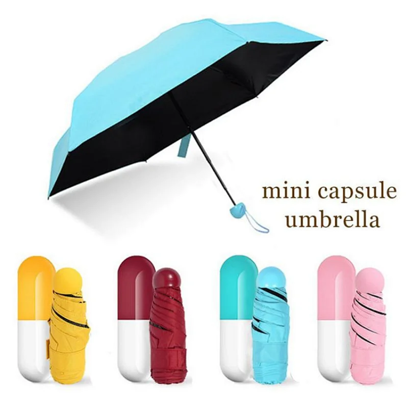 Capsule mini Anti UV sun 5 fold umbrella with case