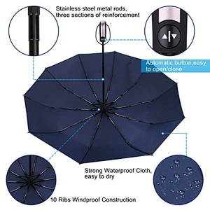 Amazon Windproof Ligero Travel Umbrella Compacto Automático Open and Close Umbrella Unbreakable 10 Ribs Golf Umbrellas