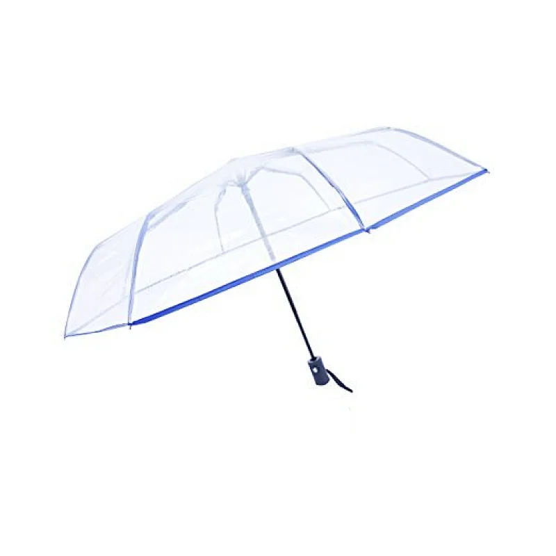 Windproof Rainproof Lightweight Transparent Clear Apollo Compact Travel 3 Fold Clear Umbrella