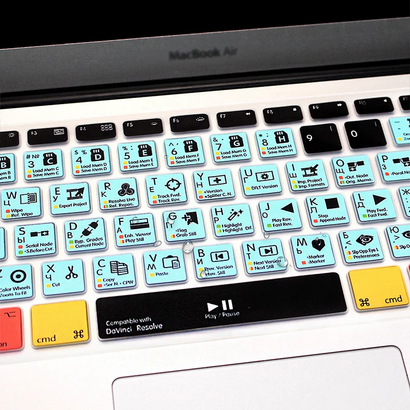 davinci Resolve Russian Custom Silicone Keyboard Protector For macbook pro skin For Macbook Pro Retina Display