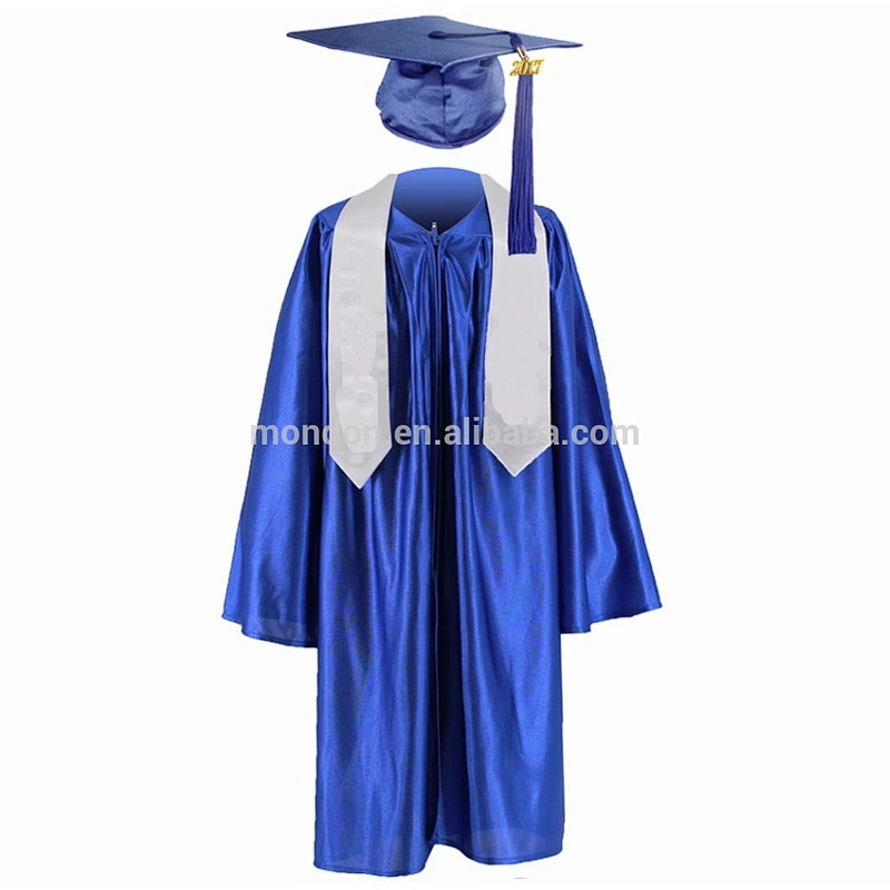 wholesale Shiny cheap Children graduation cap gown kindergarten graduation cap gown exporting to USA/EU