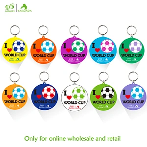 2018 color football pattern soft PVC keychain, round convenient, high quality and beautiful keyring in stock.