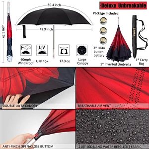 Productos chinos de calidad paraguas reversible con luz led