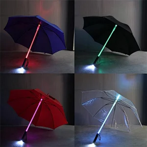Wholesale All Weather Metal Ribs PVC Clear LED Golf Umbrella