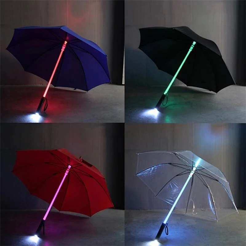 Wholesale All Weather Metal Ribs PVC Clear LED Golf Umbrella