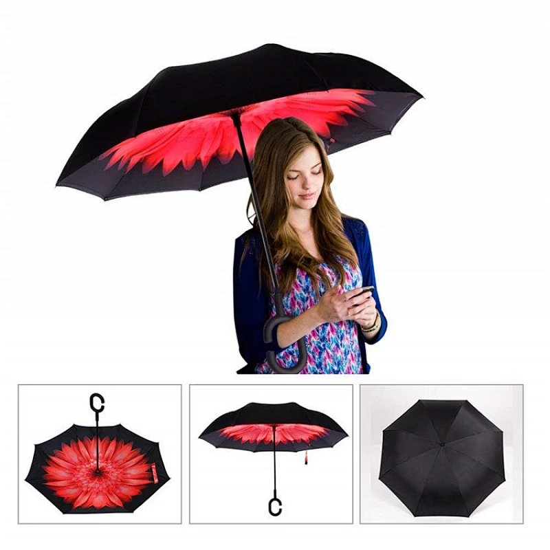 Wind-resistant automatic inverted umbrella