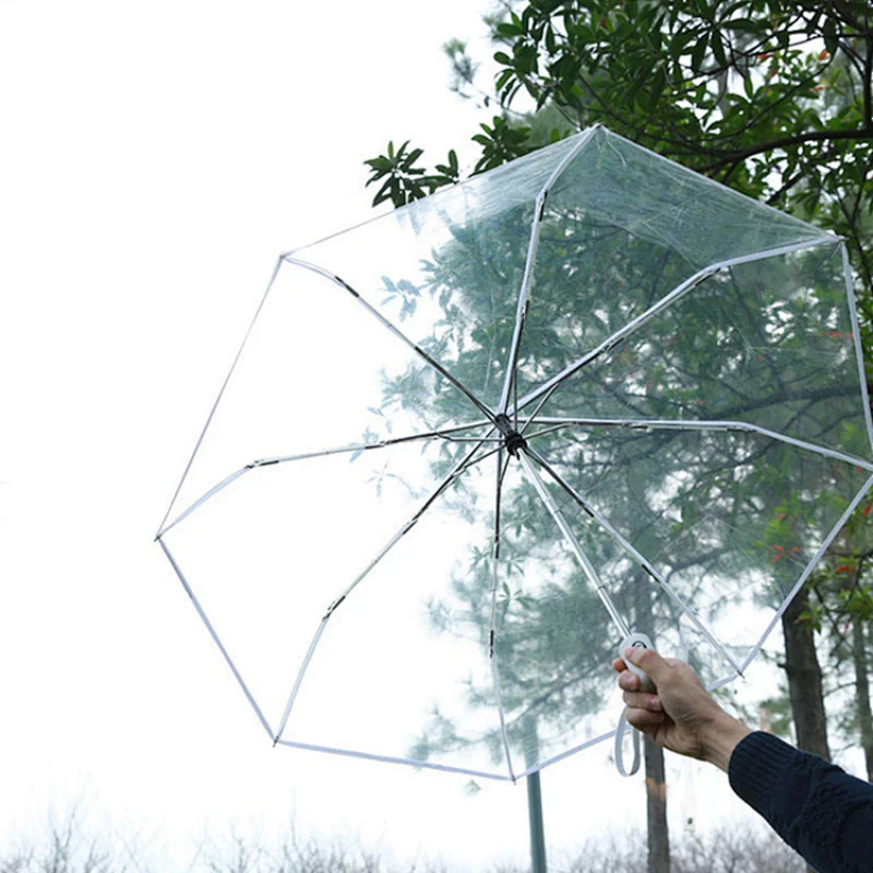 Full Automatic Folding transparent clear bubble children Travel umbrella for Women Girls