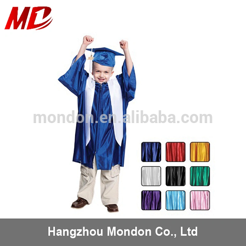 wholesale Shiny cheap Children graduation cap gown kindergarten graduation cap gown exporting to USA/EU