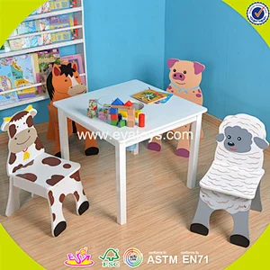 wholesale baby wooden study table chair cute kids wooden study table chair W08G158