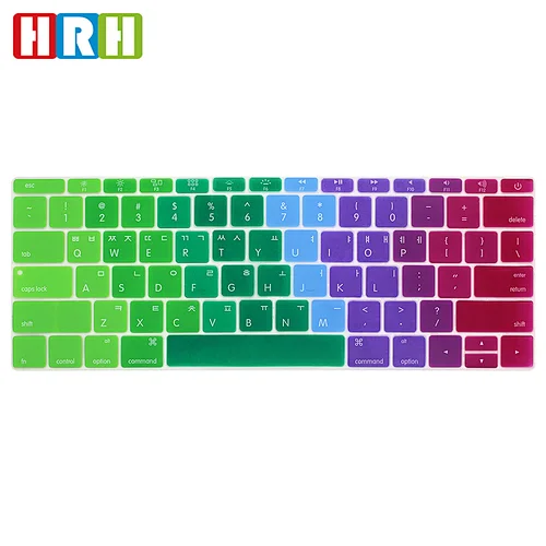 Korean rainbow keyboard cover custom silicone keyboard skin silicone keyboard protective fim cover for macbook 12 inch