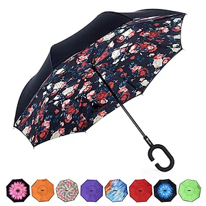 As Seen On TV print inside flower smart hand free inverted umbrella kazbrella