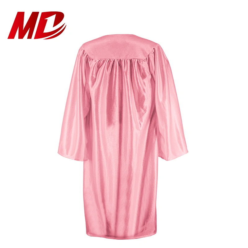 Factory Price Shiny Pink Cap Tassel Children Graduation Gown