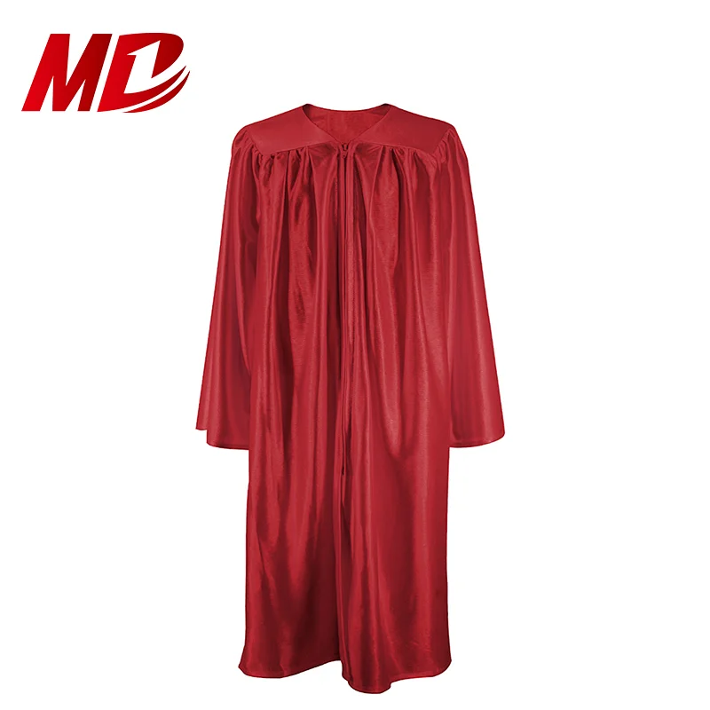 High School Graduation Uniform Shiny Maroon Gown and Cap
