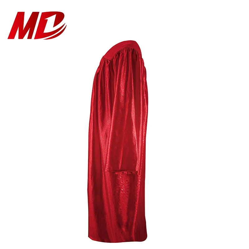 High School Graduation Uniform Shiny Maroon Gown and Cap