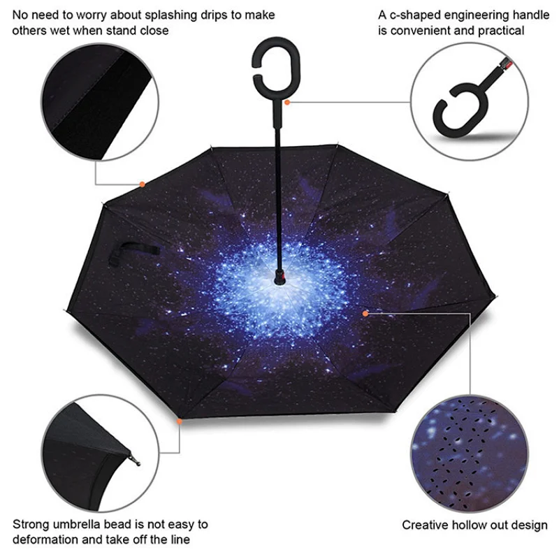 Fiberglass parapluie inverse starry night Inverted Umbrella